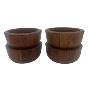 Vintage MCM Handcrafted Teak Wooden Dansk Bowls Rustic Charm 6" Diameter